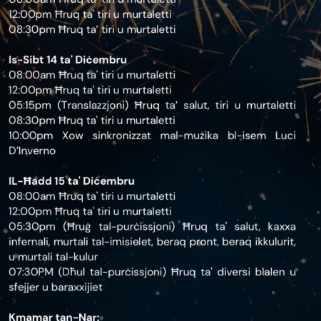 Programm Tan-Nar – Festa Santa Luċija