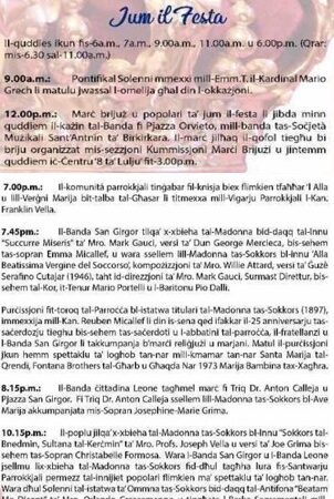 Il-Madonna Tas-Sokkors – Jum Il-Festa