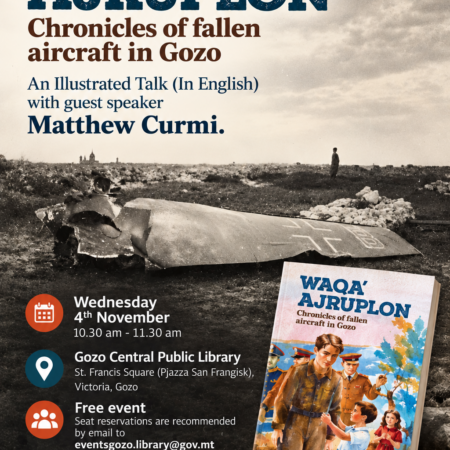 ‘Waqa’ Ajruplon: Chronicles of fallen aircraft in Gozo’ – An Illustrated Talk in English